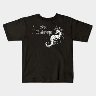 Sea Unicorn Comic Line Art Spaß Seepferdchen Tier Kids T-Shirt